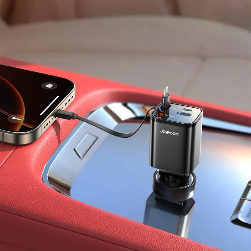 Carregador de Carro Joyroom 65 W com cabo retrátil Carro